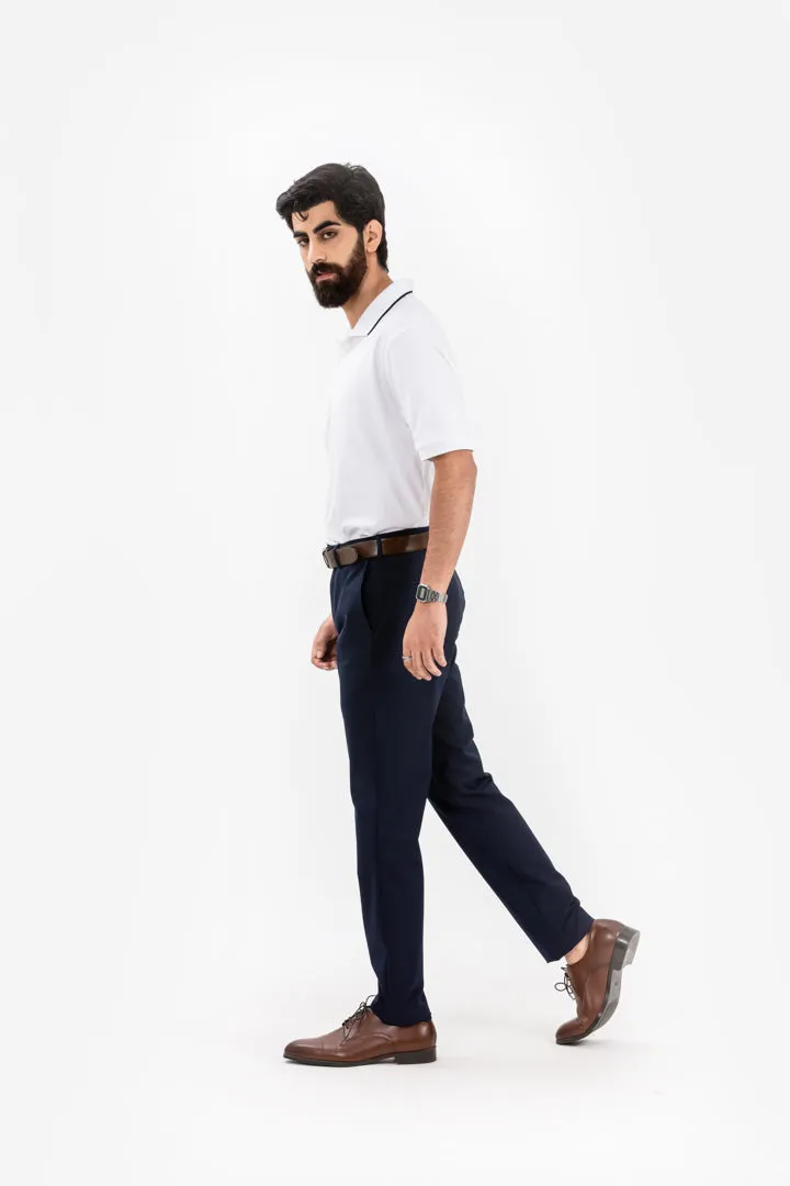 Dark Blue Water Repellant Slim Fit Formal Pants