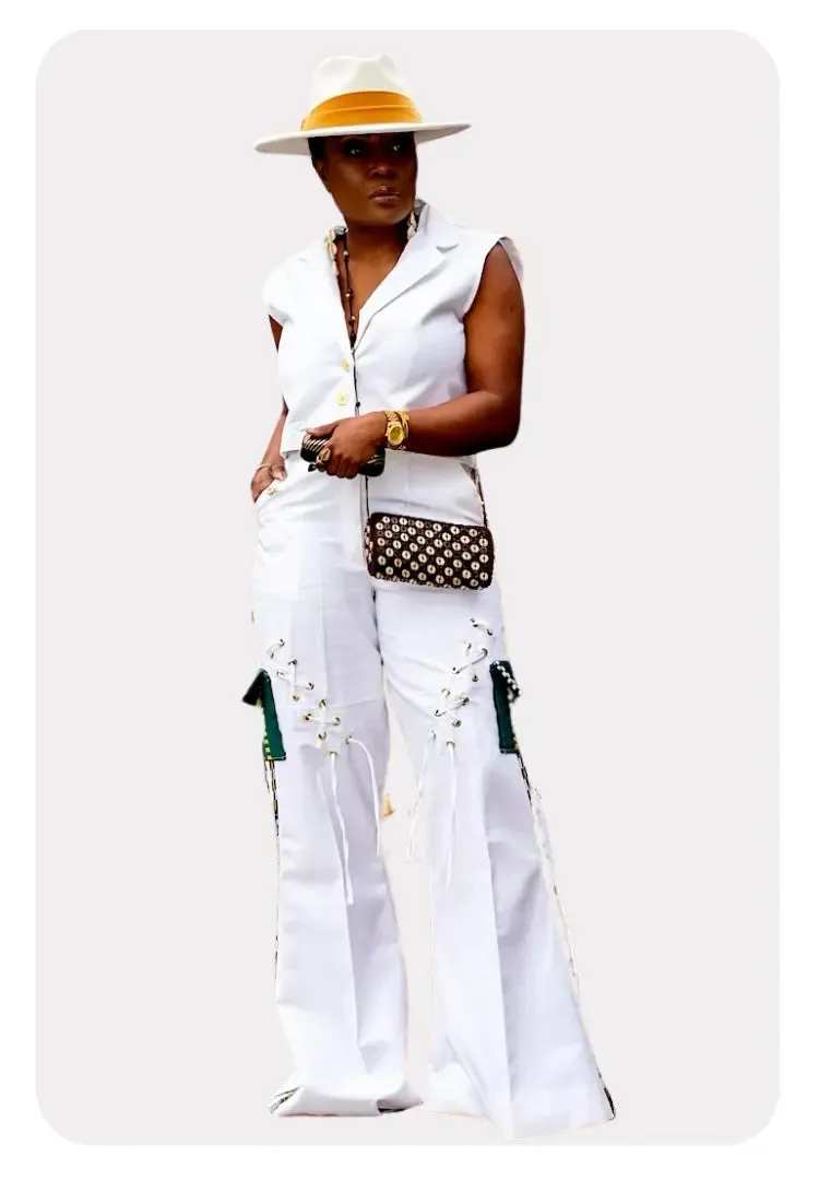 Denim and Kente| Pants Set