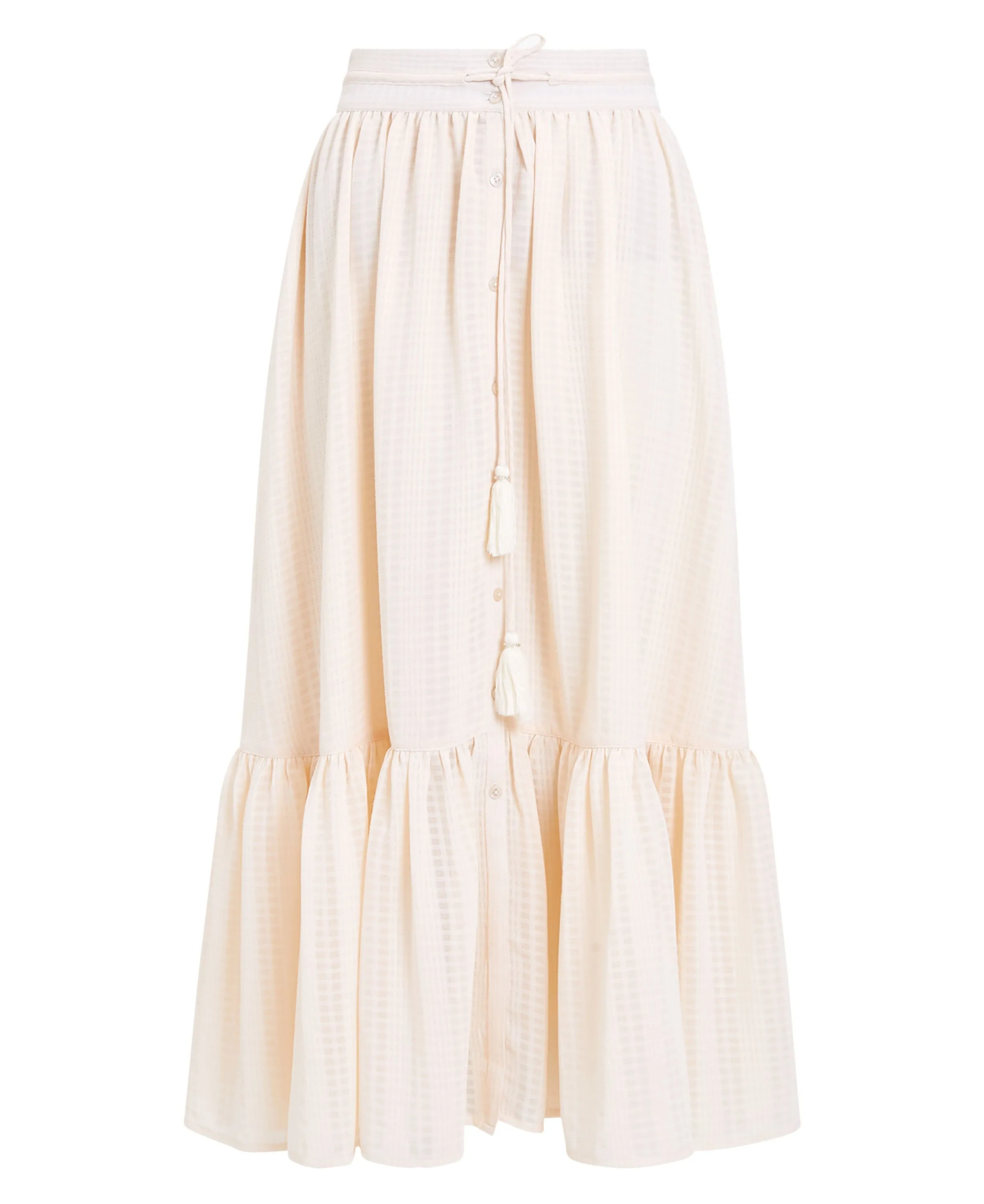 Desert Check Tiered Skirt - Ecru