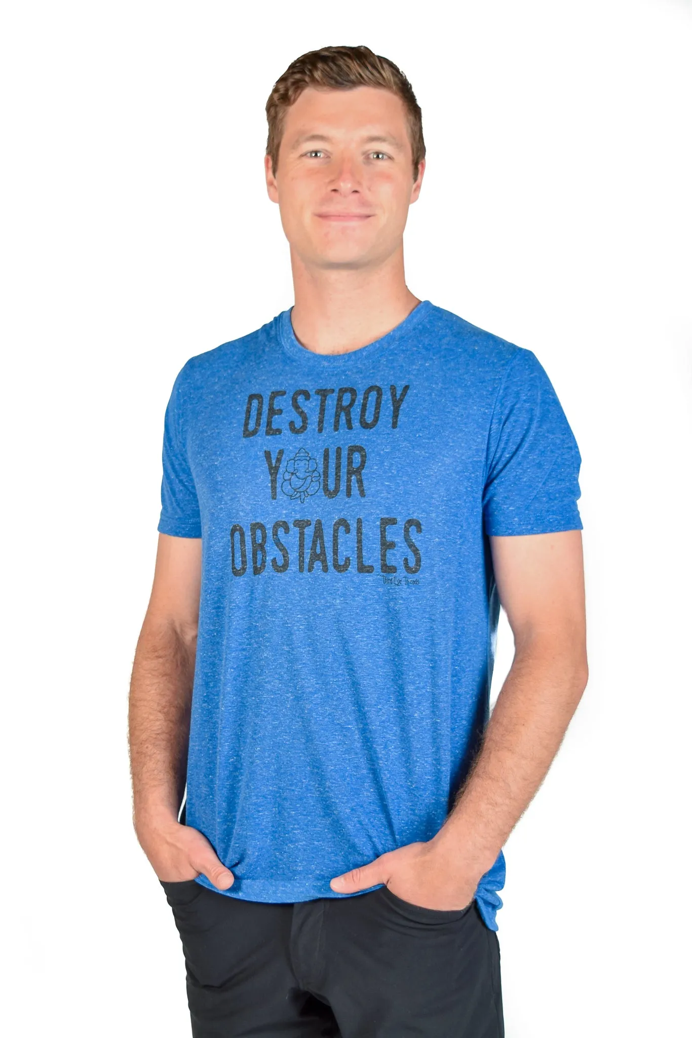 DESTROY YOUR OBSTACLES ON LINEN BLEND CREW NECK