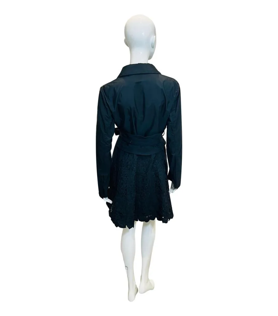 Ermanno Scervino Lace Detailed Belted Coat. Size 46IT