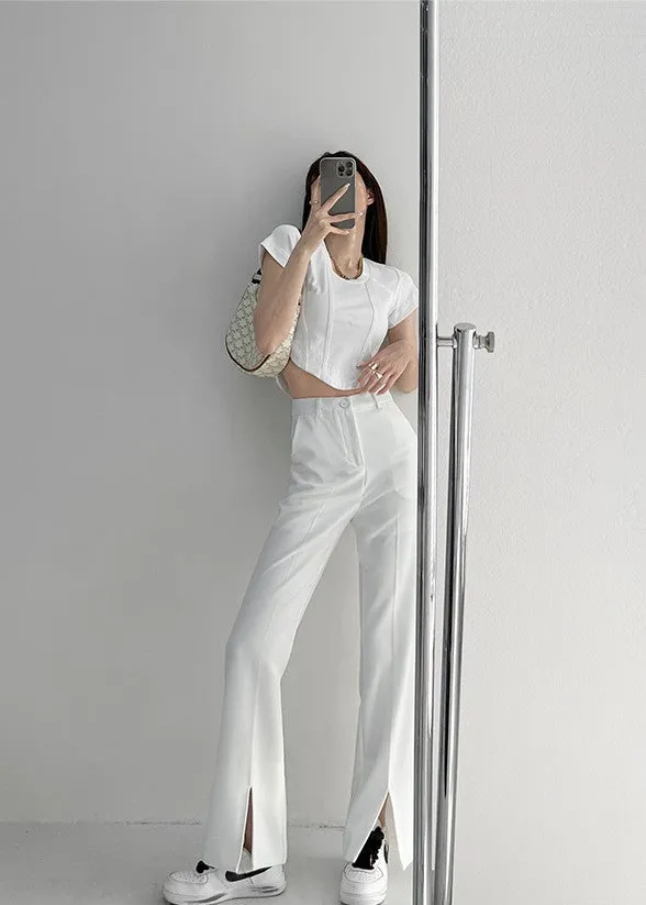 Feeling Casual Chique front slit mopping pants