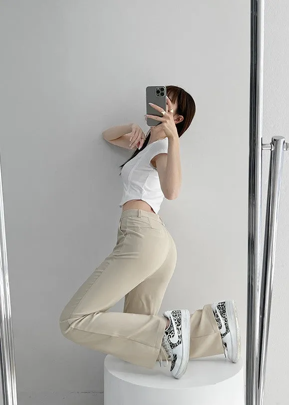 Feeling Casual Chique front slit mopping pants