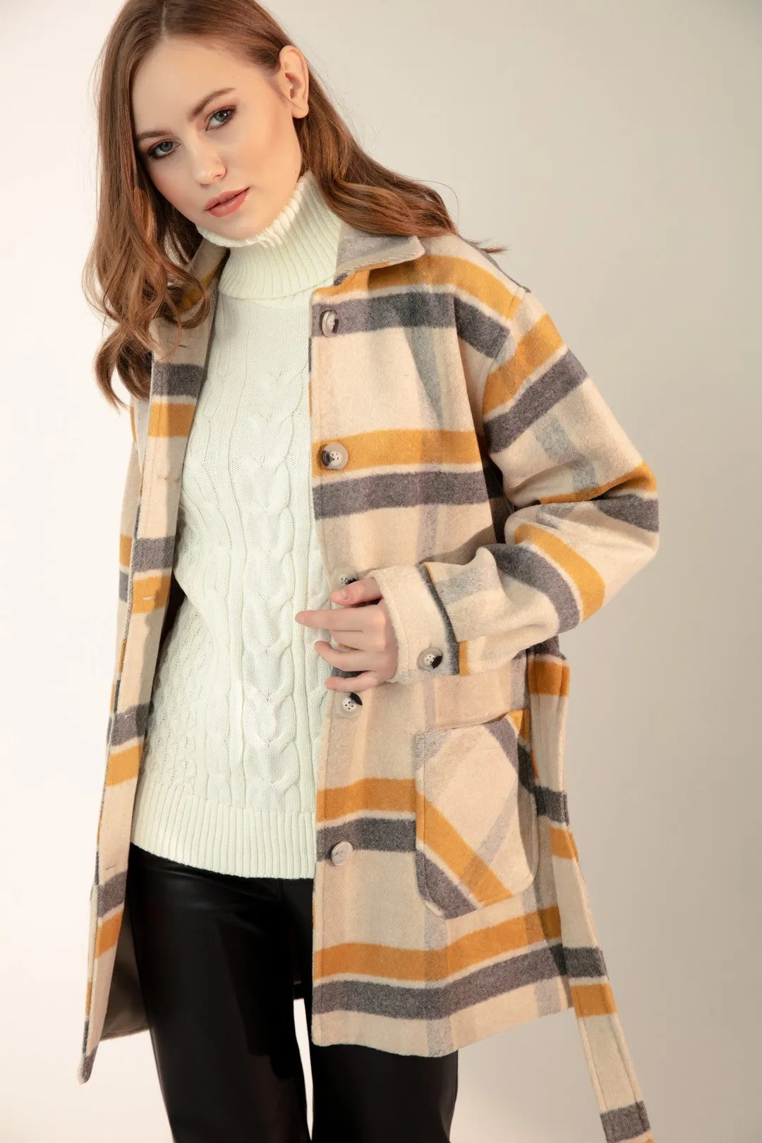 Female Plaid Pattern Coat