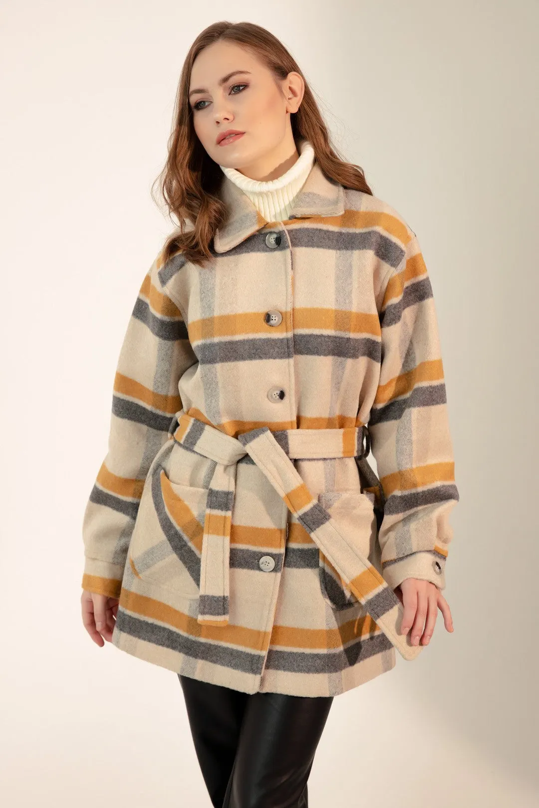 Female Plaid Pattern Coat