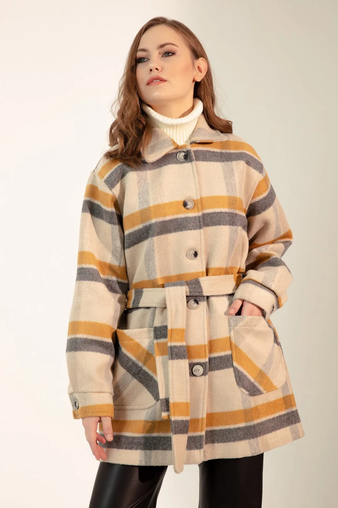 Female Plaid Pattern Coat