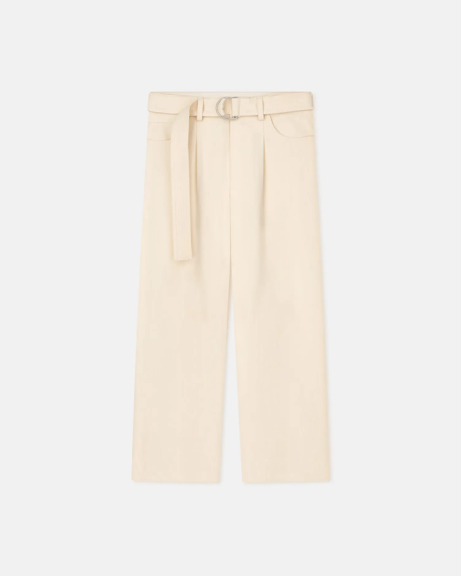 Ferre - Belted Structured Twill Pants - Creme