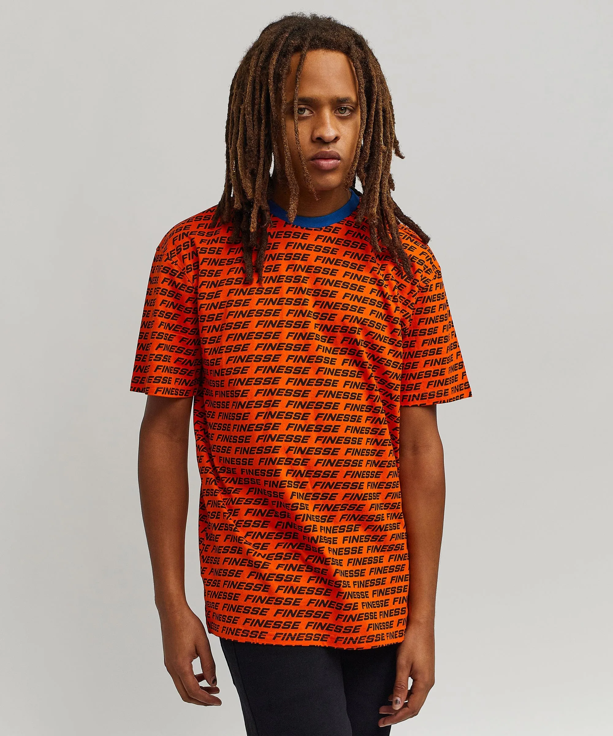 Finesse Allover Print Short Sleeve Tee - Orange