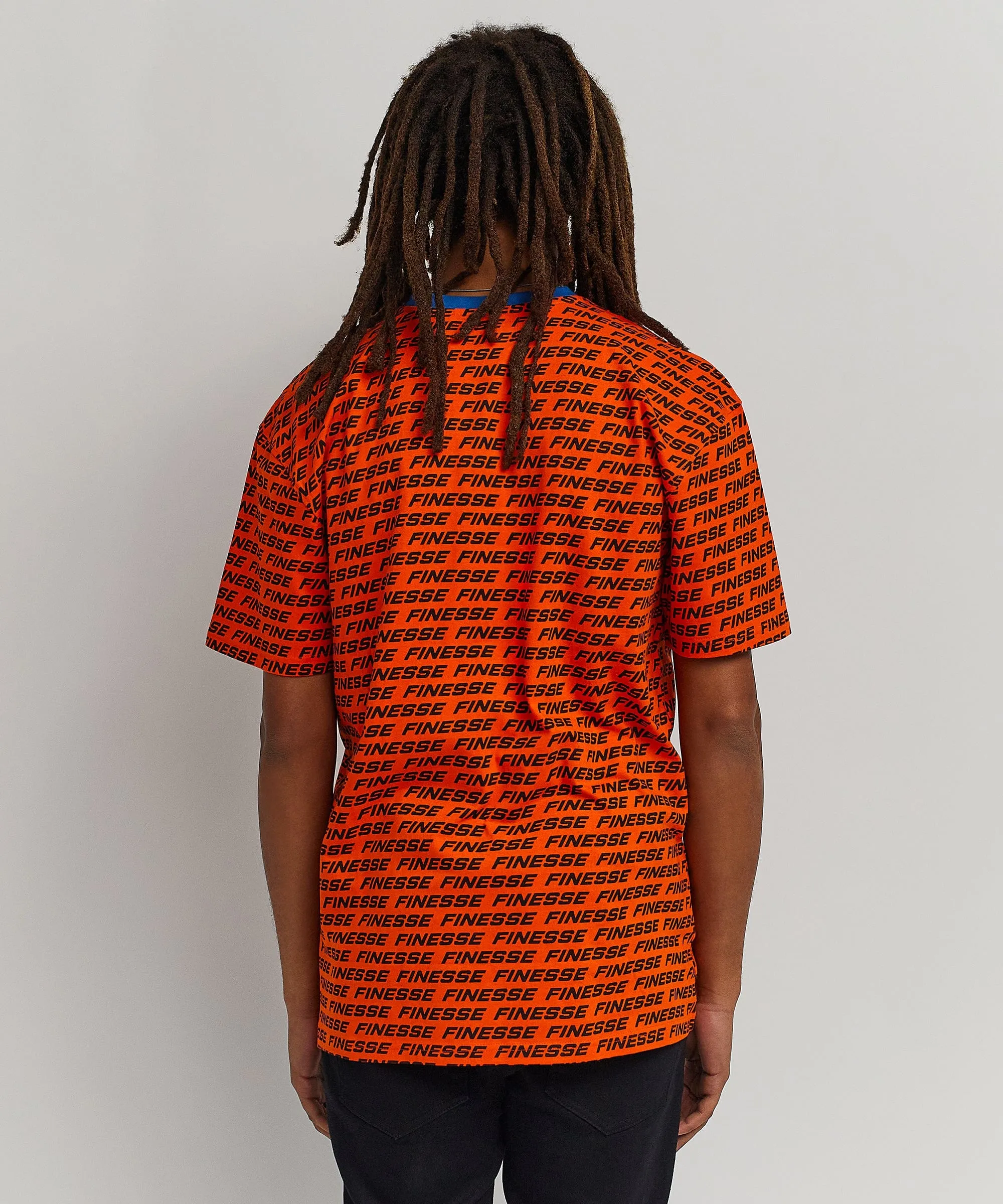 Finesse Allover Print Short Sleeve Tee - Orange