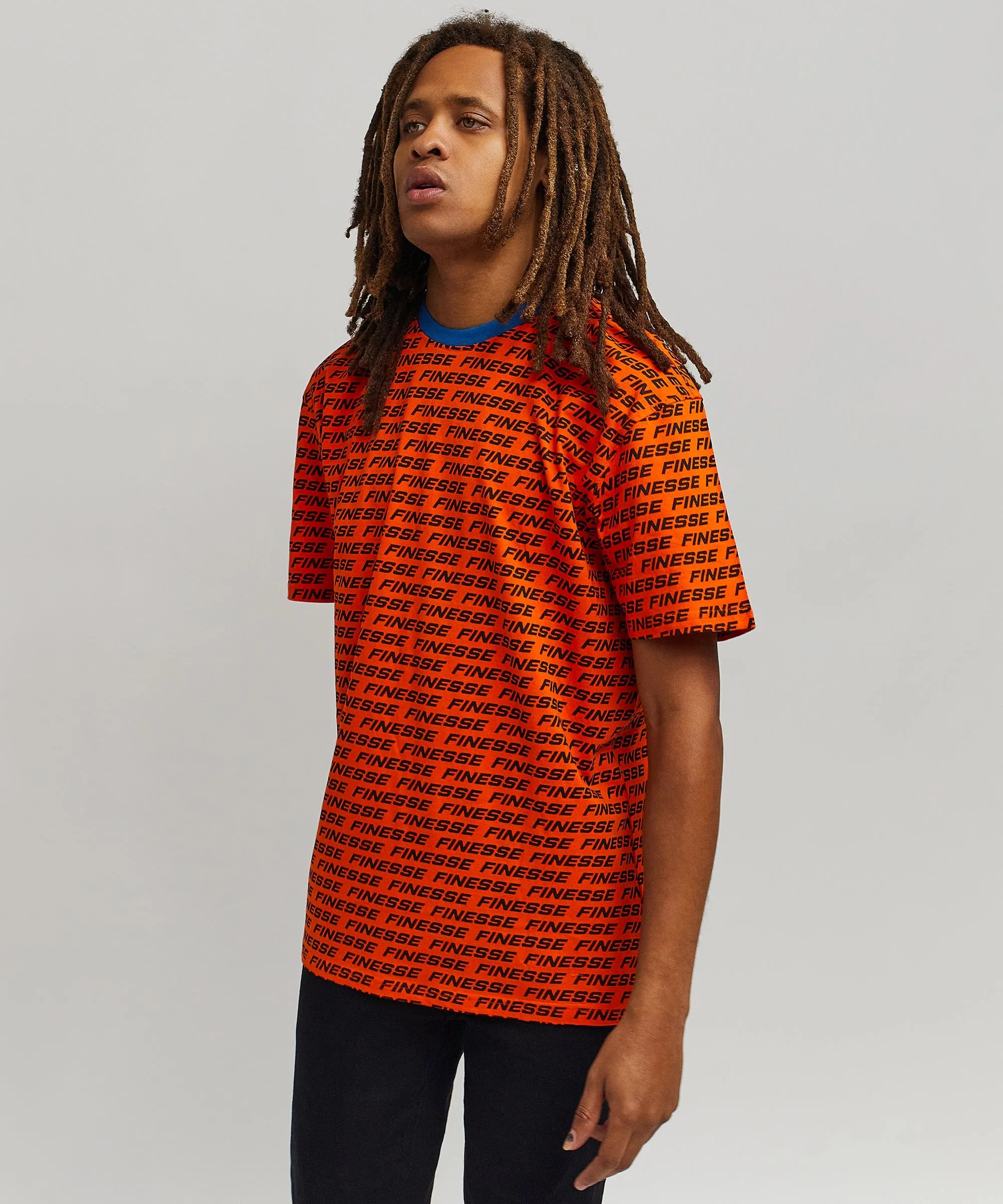 Finesse Allover Print Short Sleeve Tee - Orange