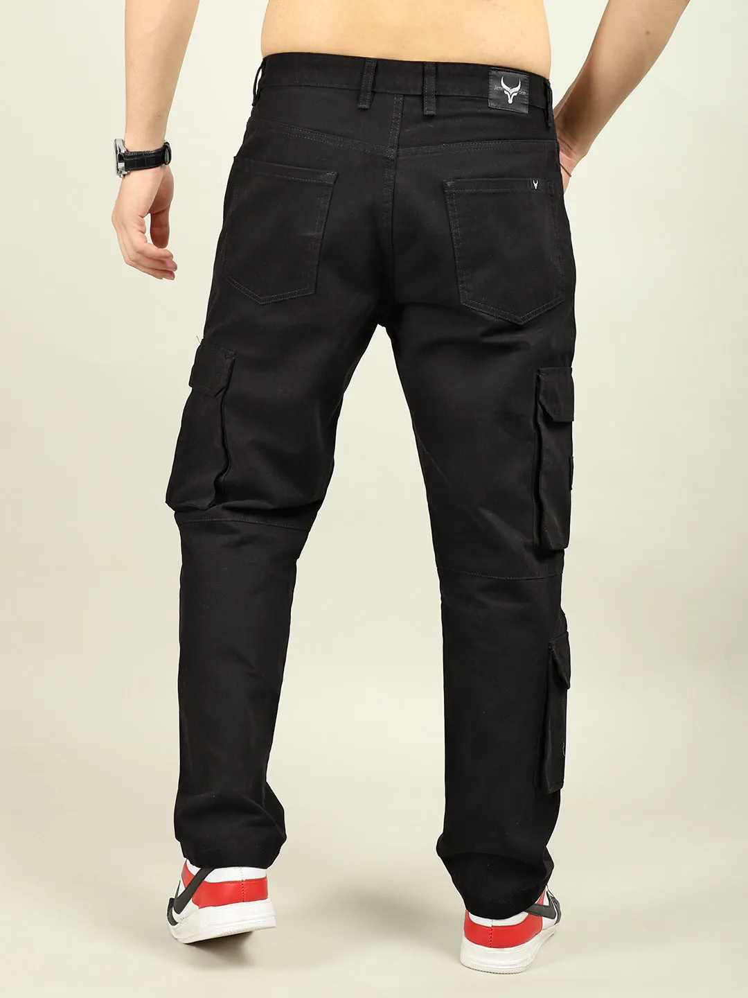 Fire Black Baggy Fit 8 Pocket Cargo