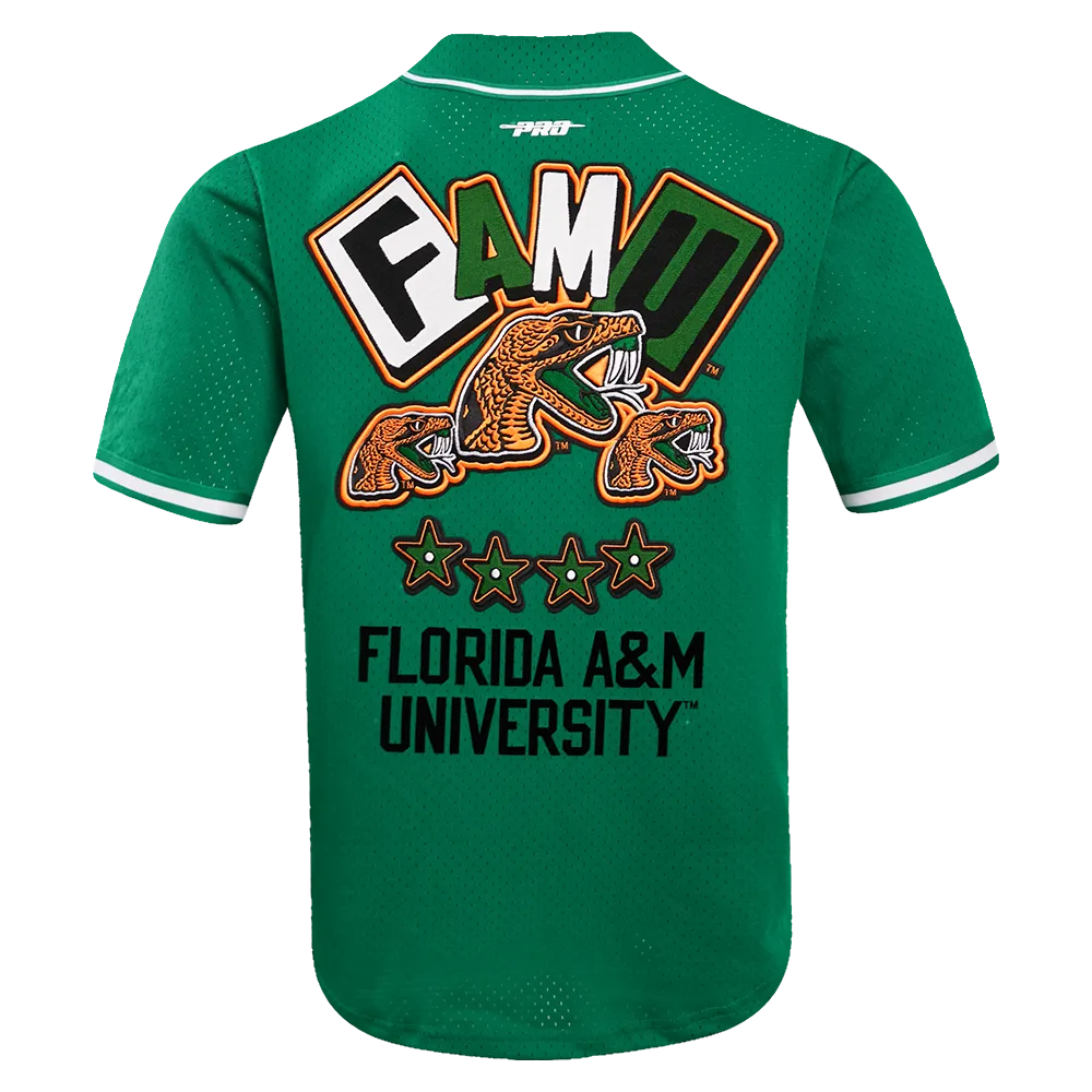 FLORIDA A&M UNIVERSITY HOMECOMING MEN'S MESH BUTTON DOWN SHIRT (KELLY GREEN)