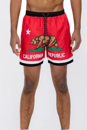 FRONTED CALI REP PRINT SWIM SHORTS