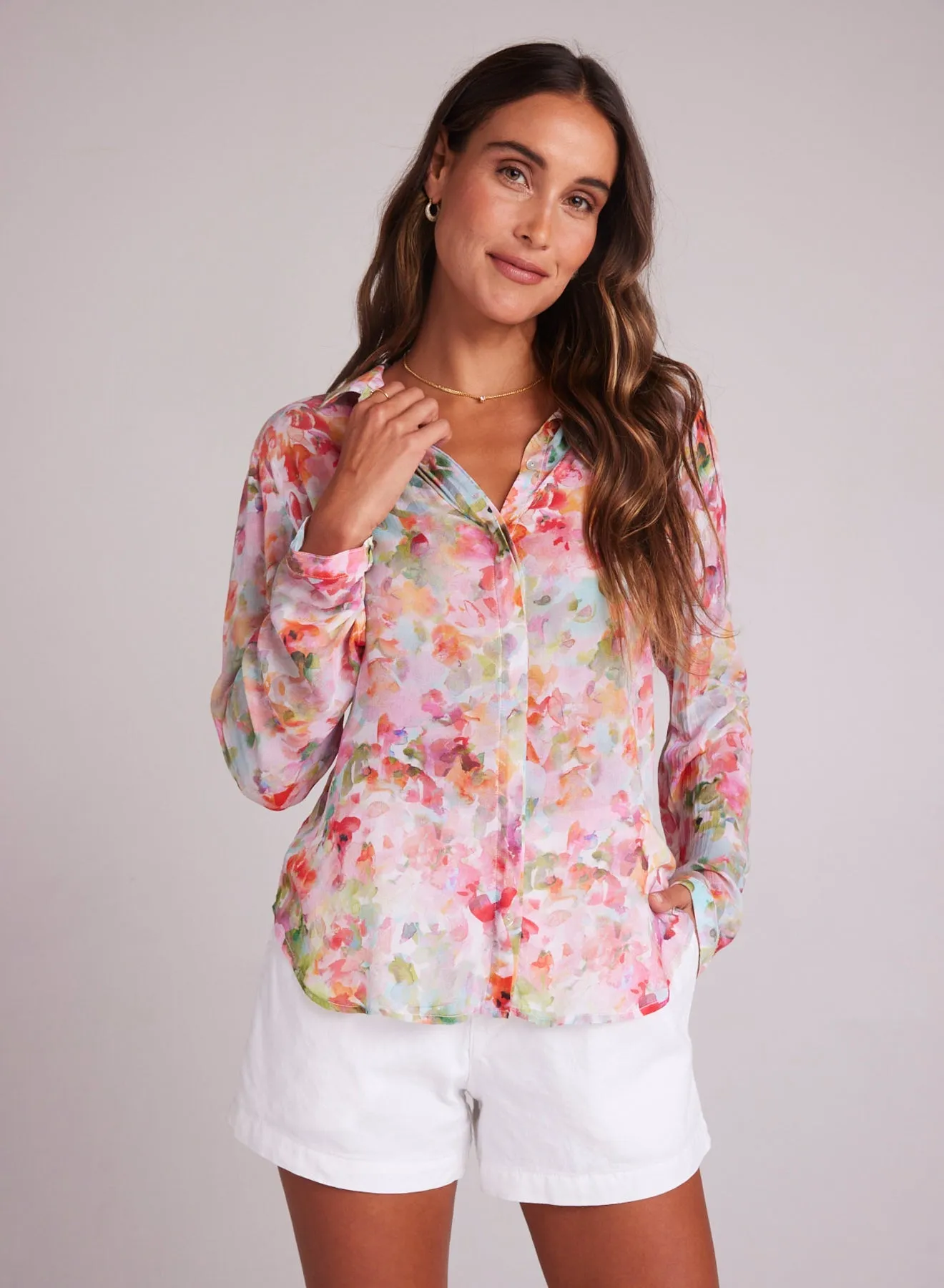 Full Button Down Hipster Shirt - Ipanema Floral Print