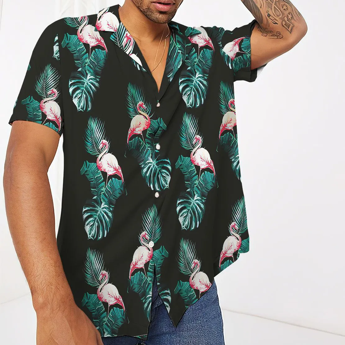 Gearhuman 3D Floral Flamingo Hawaii Shirt