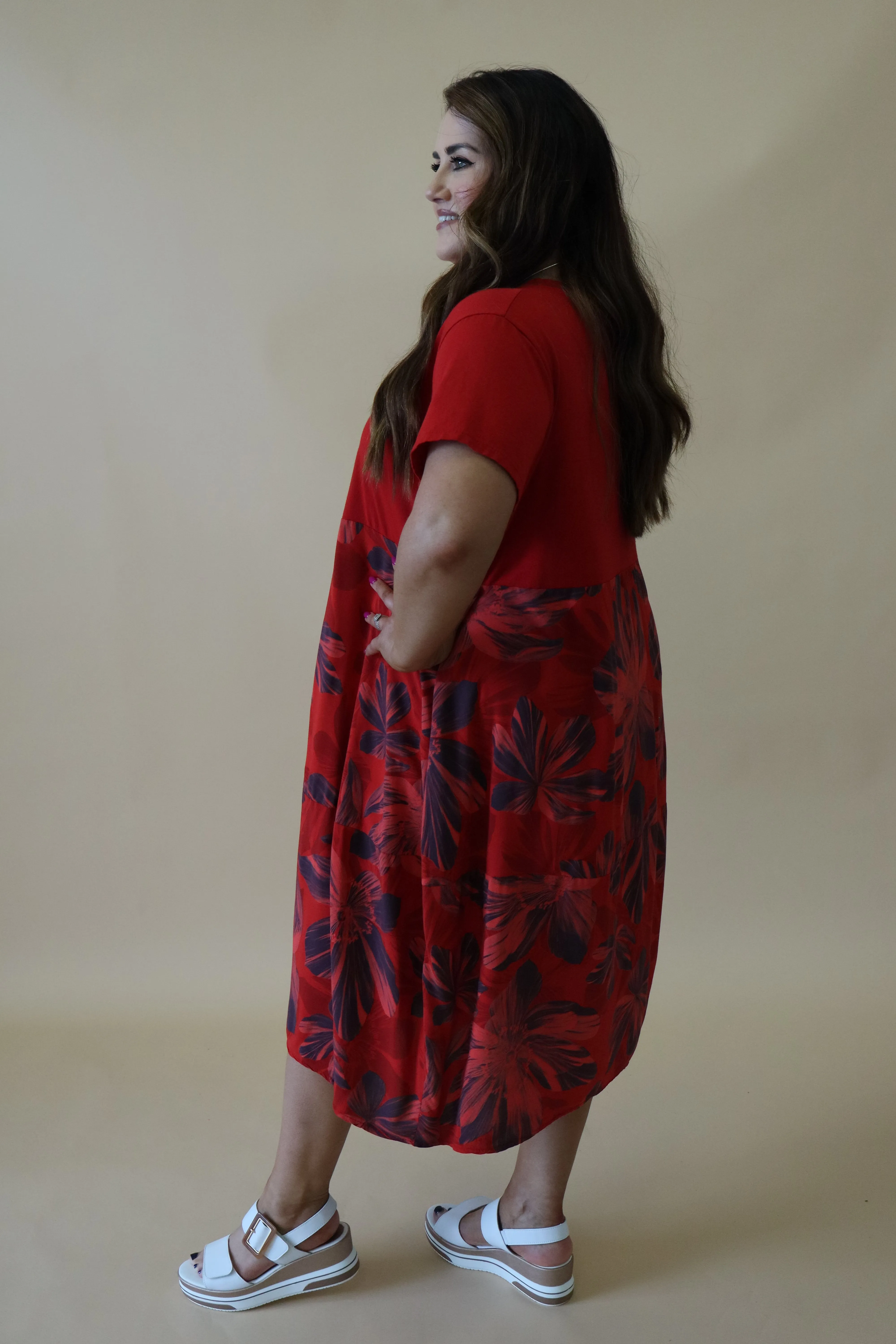 Gianni Floral Dress in Red