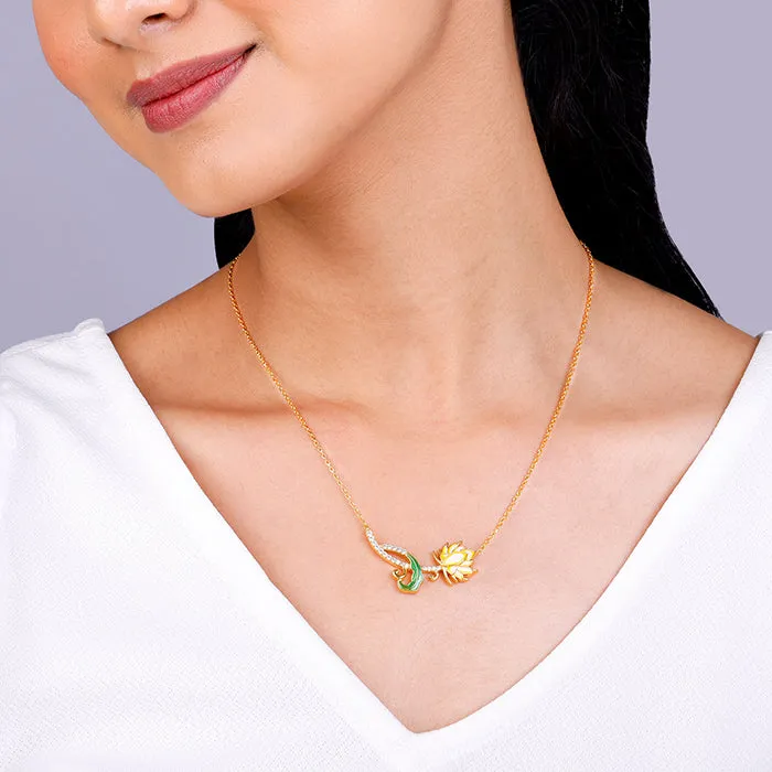 Golden Brilliant Brahma Kamal Necklace