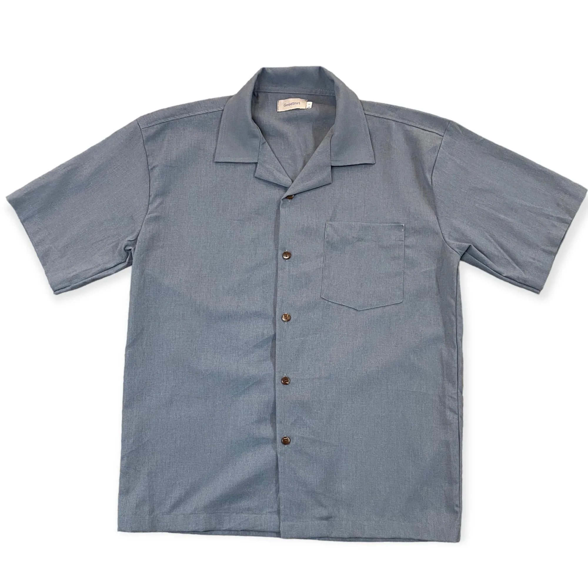 Good Shirt Short Sleeve Open Collar Shirt - Slate Blue