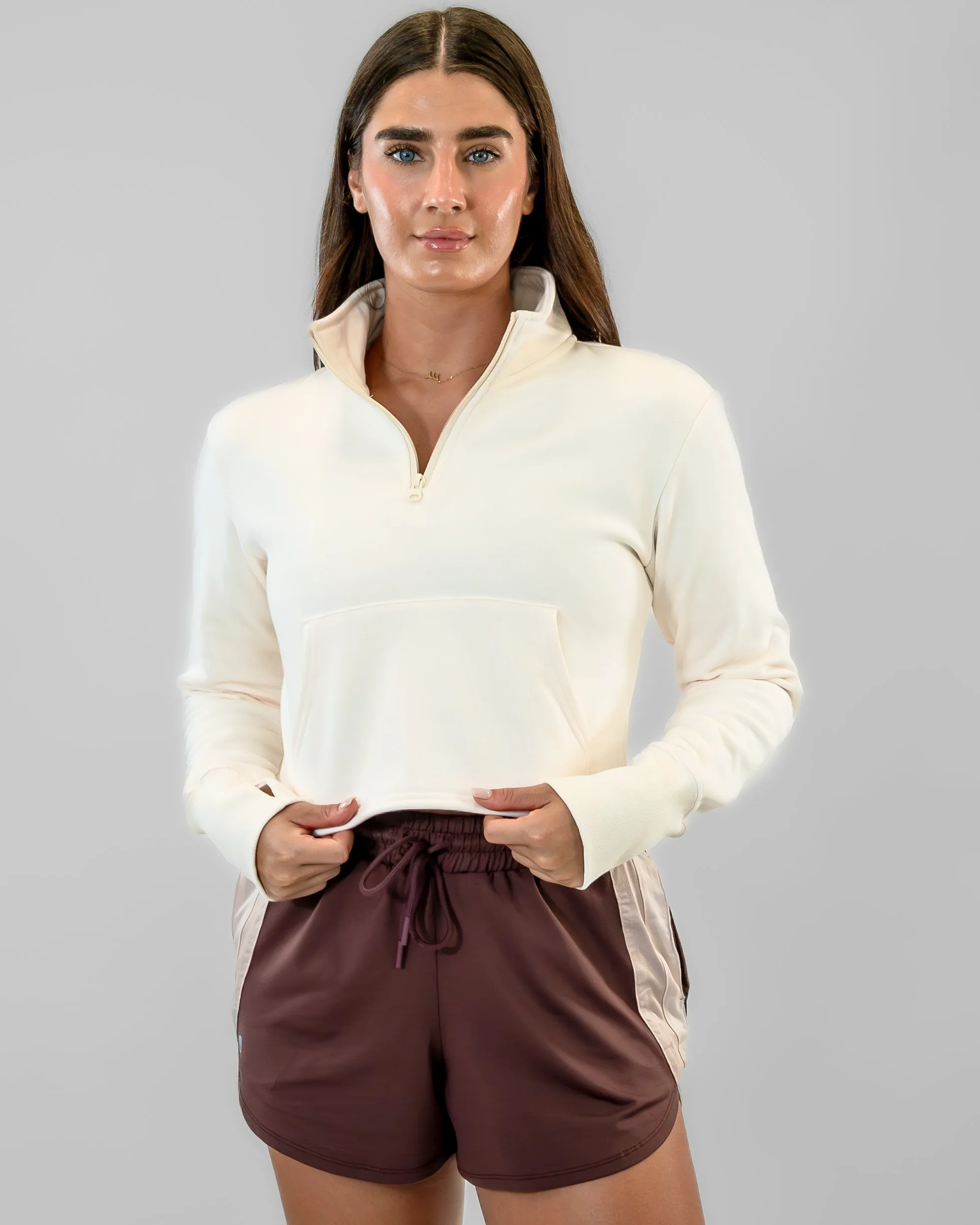 Hailey Cropped Half Zip - Jet Stream