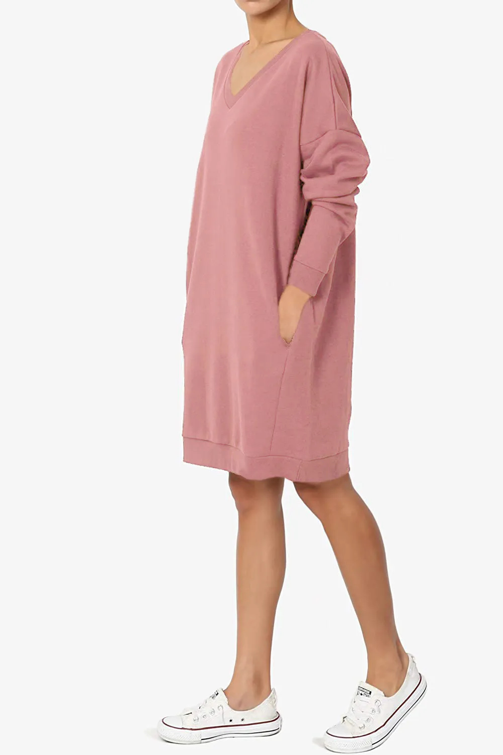 Haute Edition Women's Oversized Pullover Sweatshirt Dress