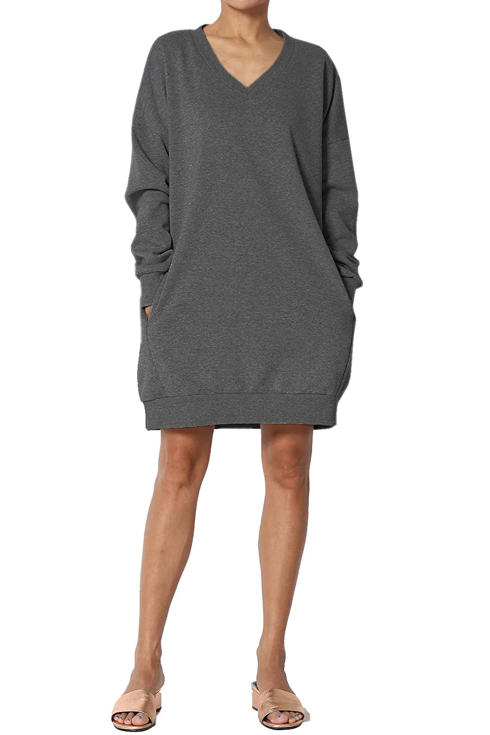 Haute Edition Women's Oversized Pullover Sweatshirt Dress