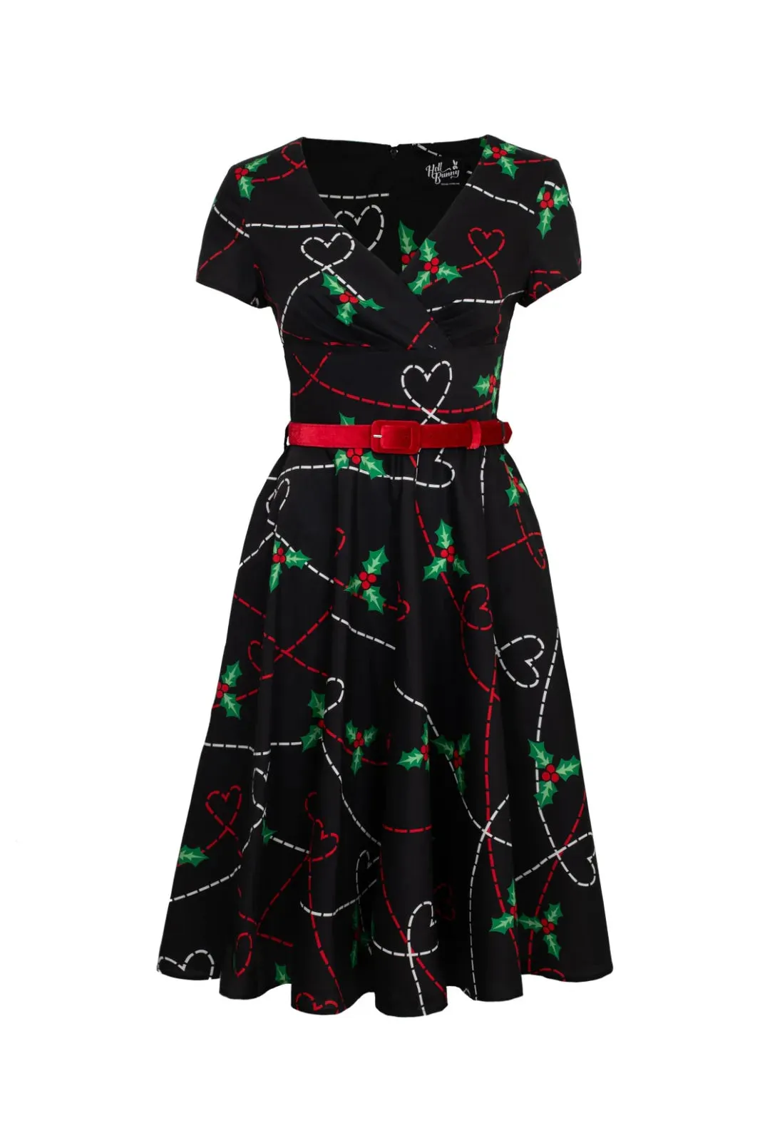 Hell Bunny Angelica Midi Dress Holly Design Christmas