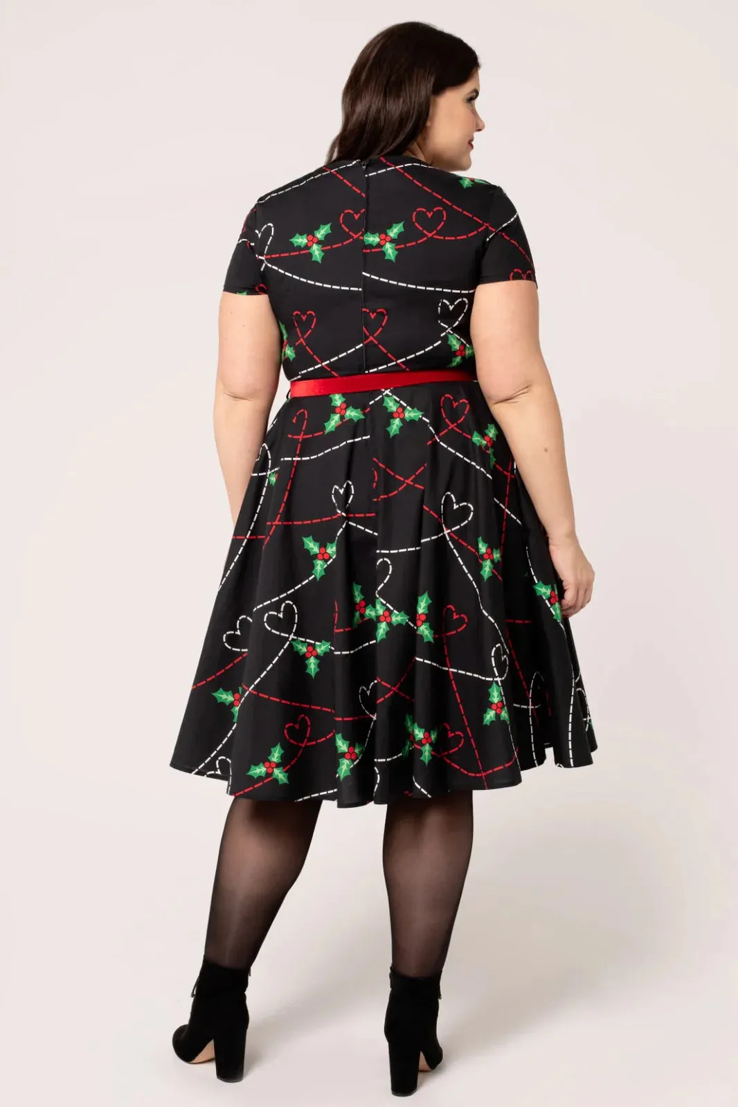 Hell Bunny Angelica Midi Dress Holly Design Christmas