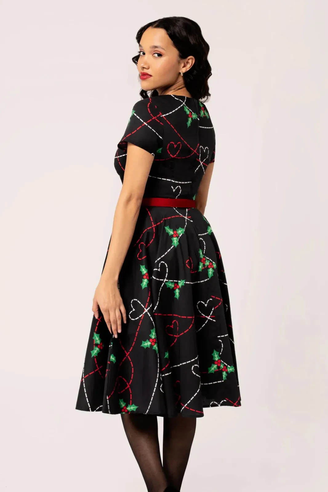 Hell Bunny Angelica Midi Dress Holly Design Christmas