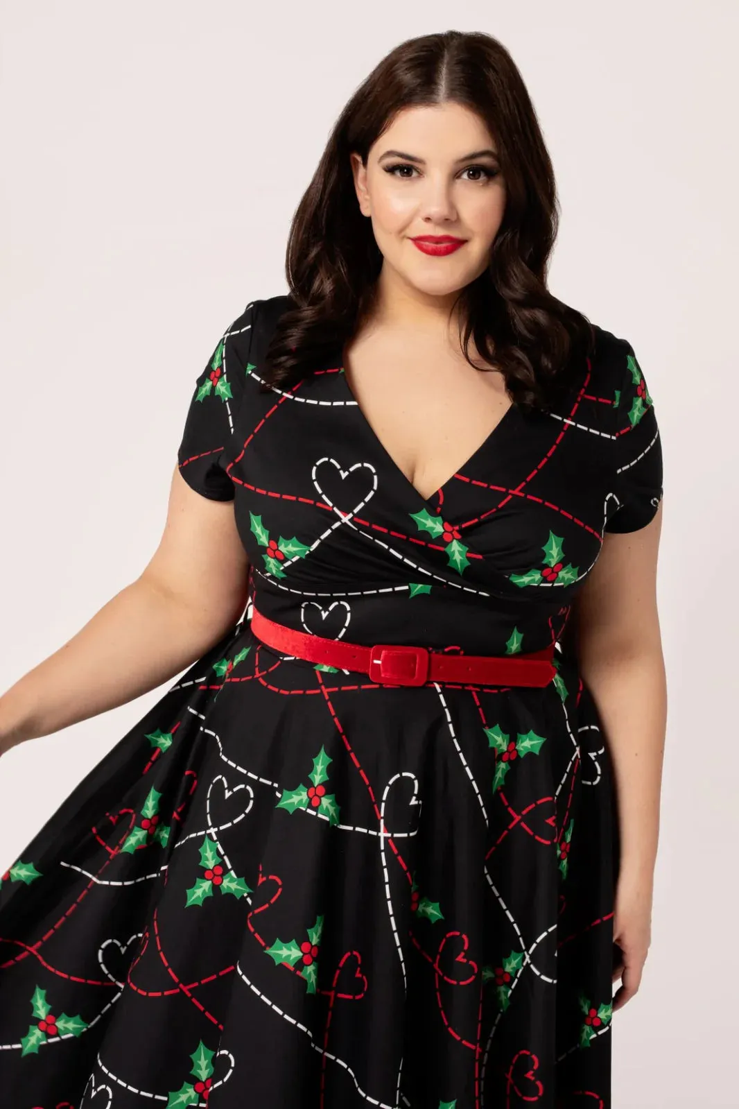 Hell Bunny Angelica Midi Dress Holly Design Christmas