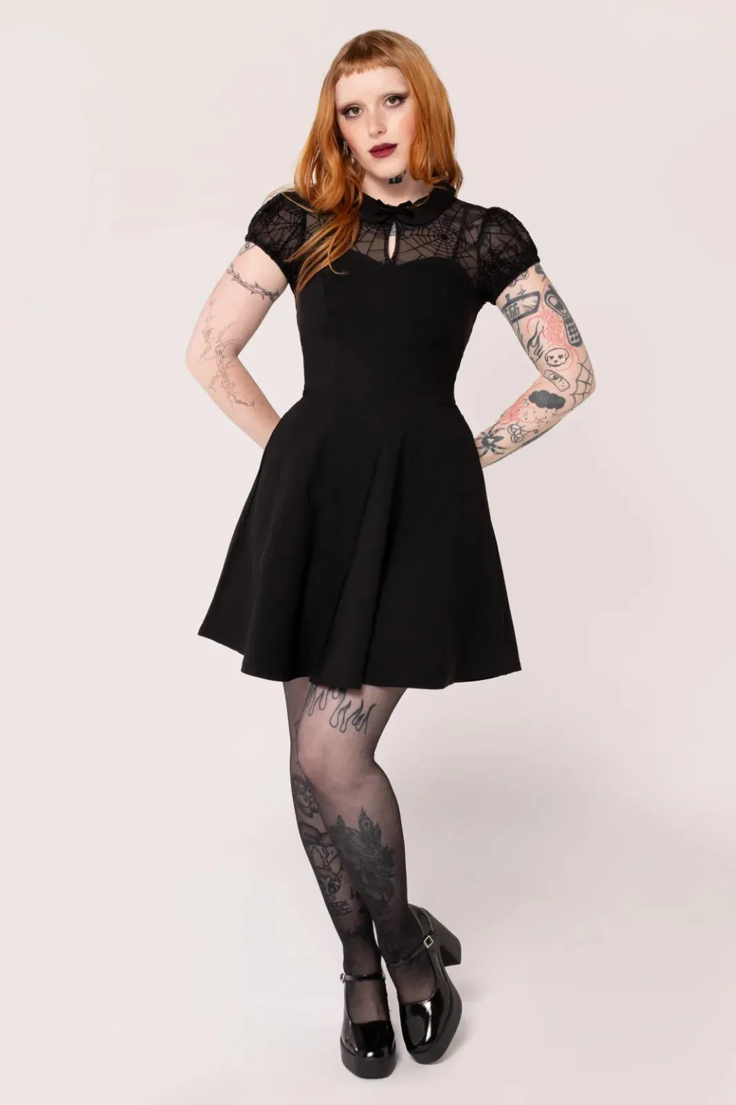 Hell Bunny Viola Mini Dress Web Mesh