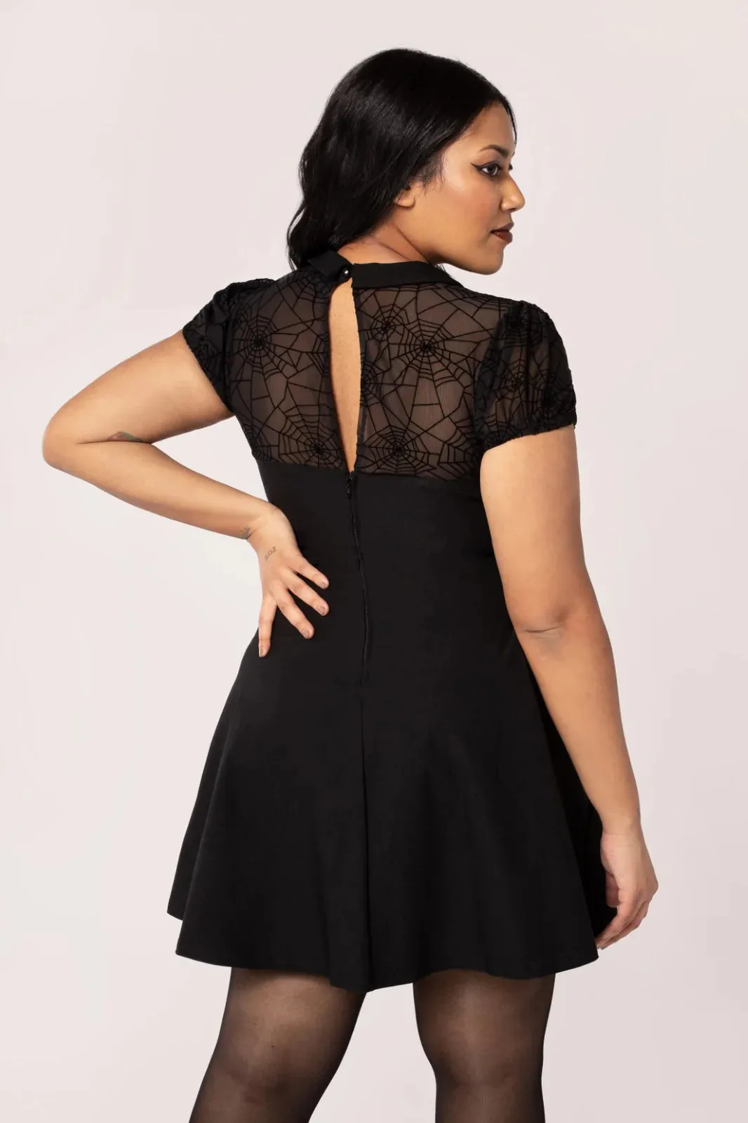 Hell Bunny Viola Mini Dress Web Mesh