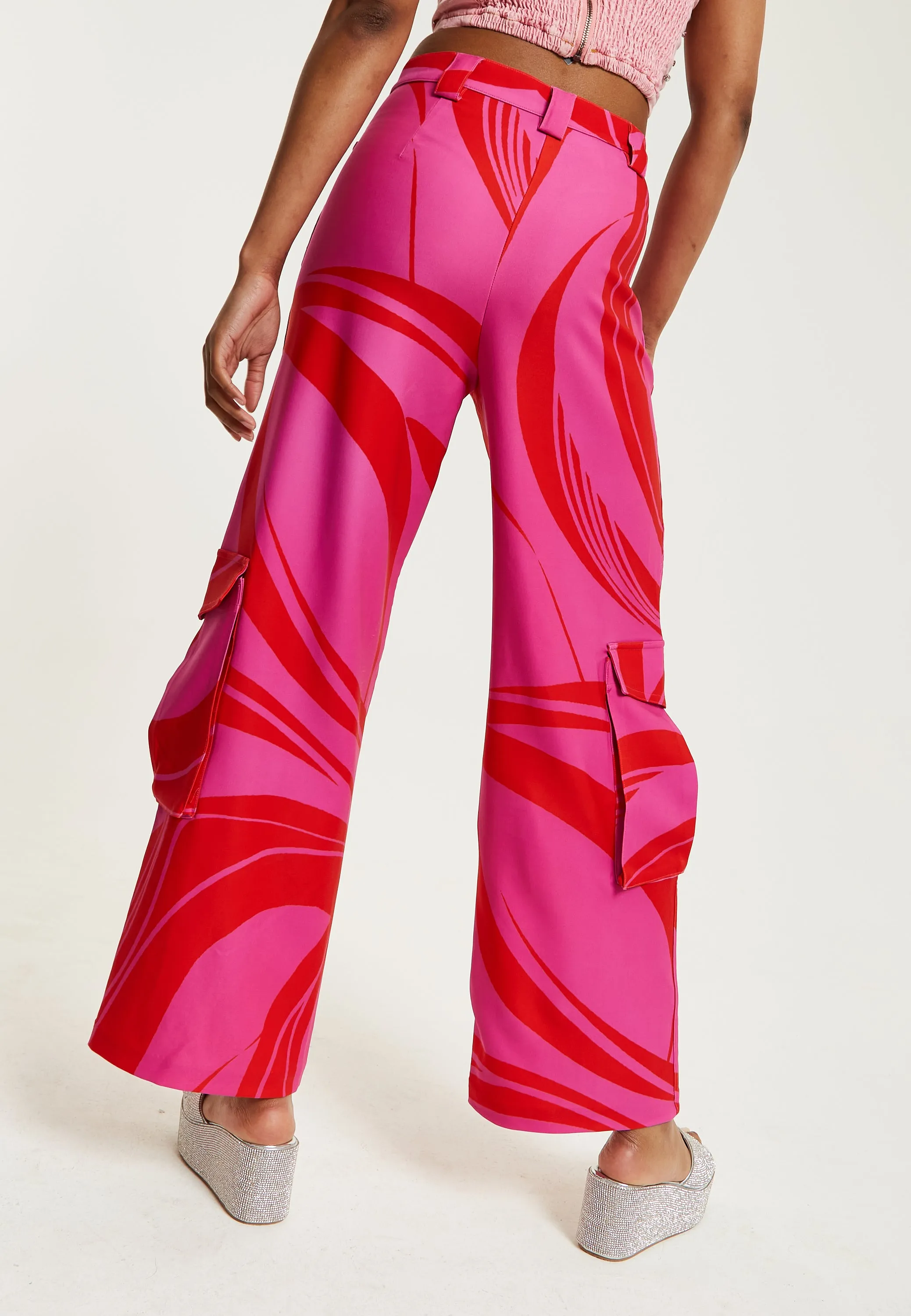 House of Holland Pink and Red Cargo Pants With Side Pockets