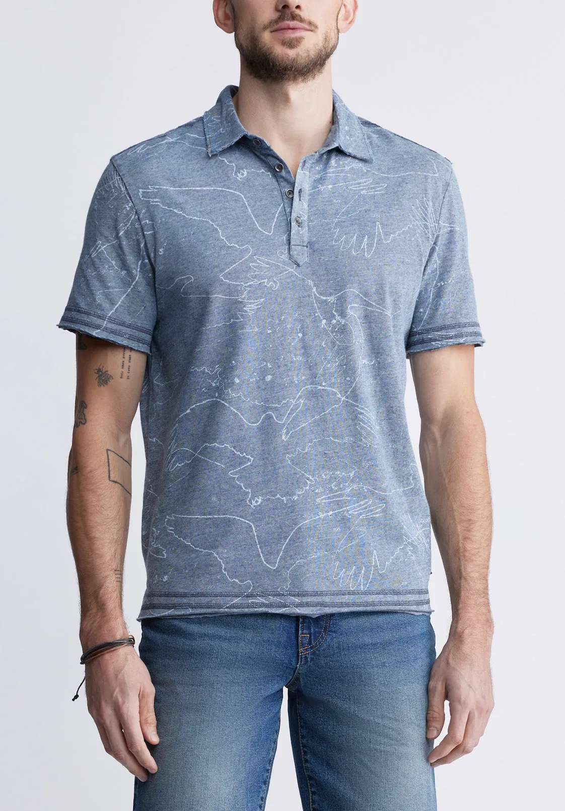 Komodo Men's Short-Sleeve Printed Polo in Mirage Blue - BM24248