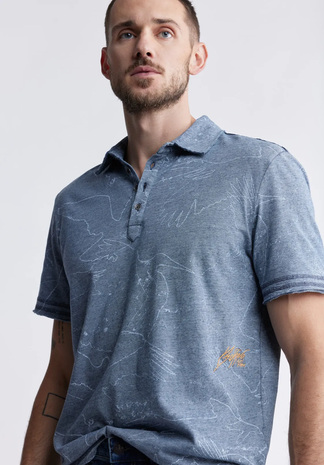 Komodo Men's Short-Sleeve Printed Polo in Mirage Blue - BM24248