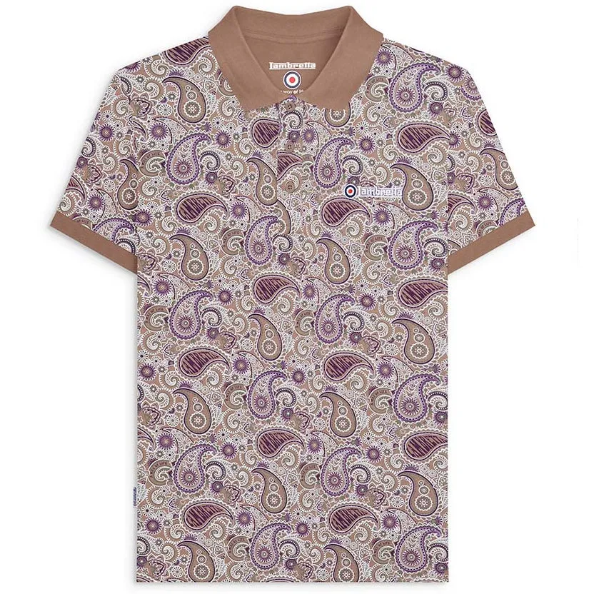 Lambretta Paisley Polo Shirt Tan