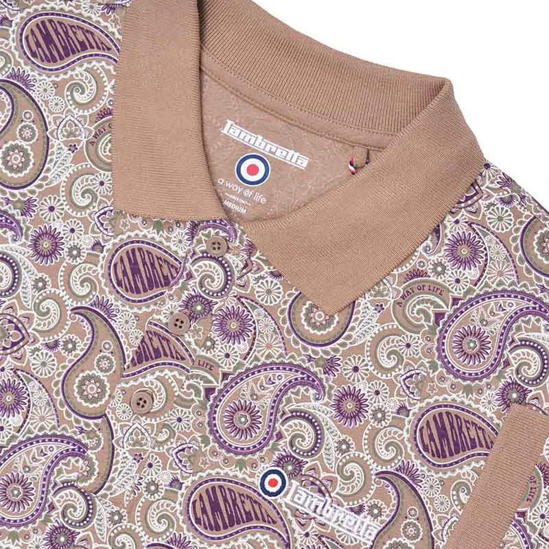 Lambretta Paisley Polo Shirt Tan