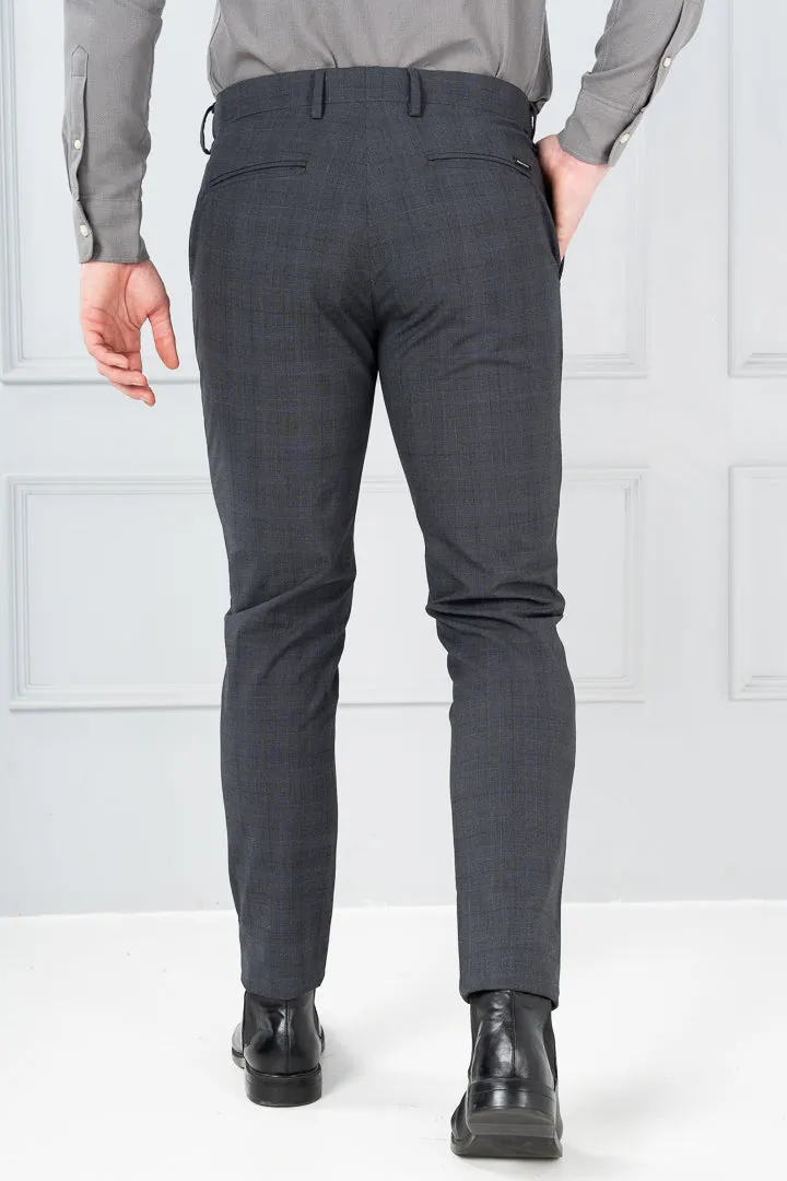 Lava Grey Checks Formal Pants