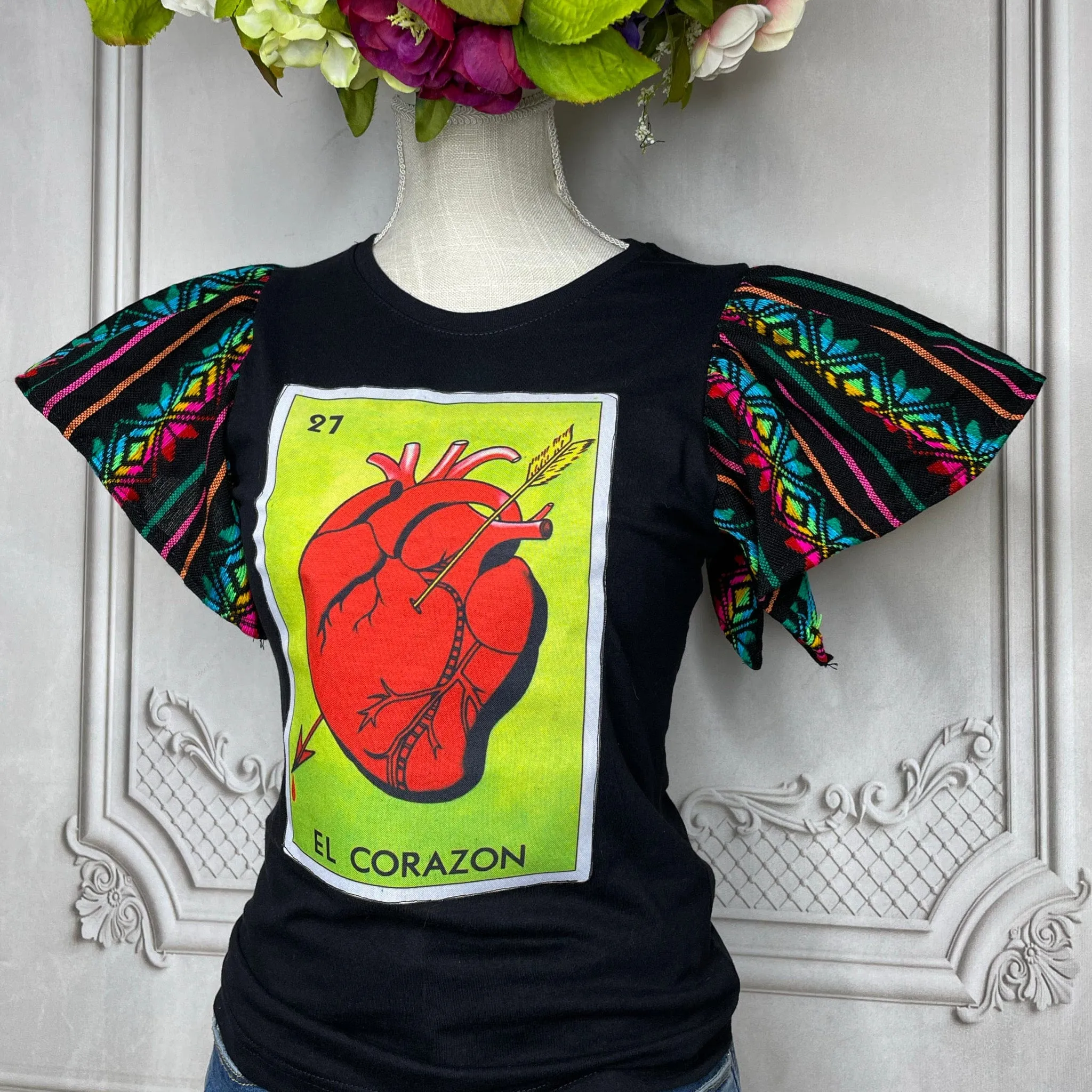 Loteria T-Shirt Cambaya Sleeve - EL CORAZON