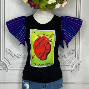 Loteria T-Shirt Cambaya Sleeve - EL CORAZON