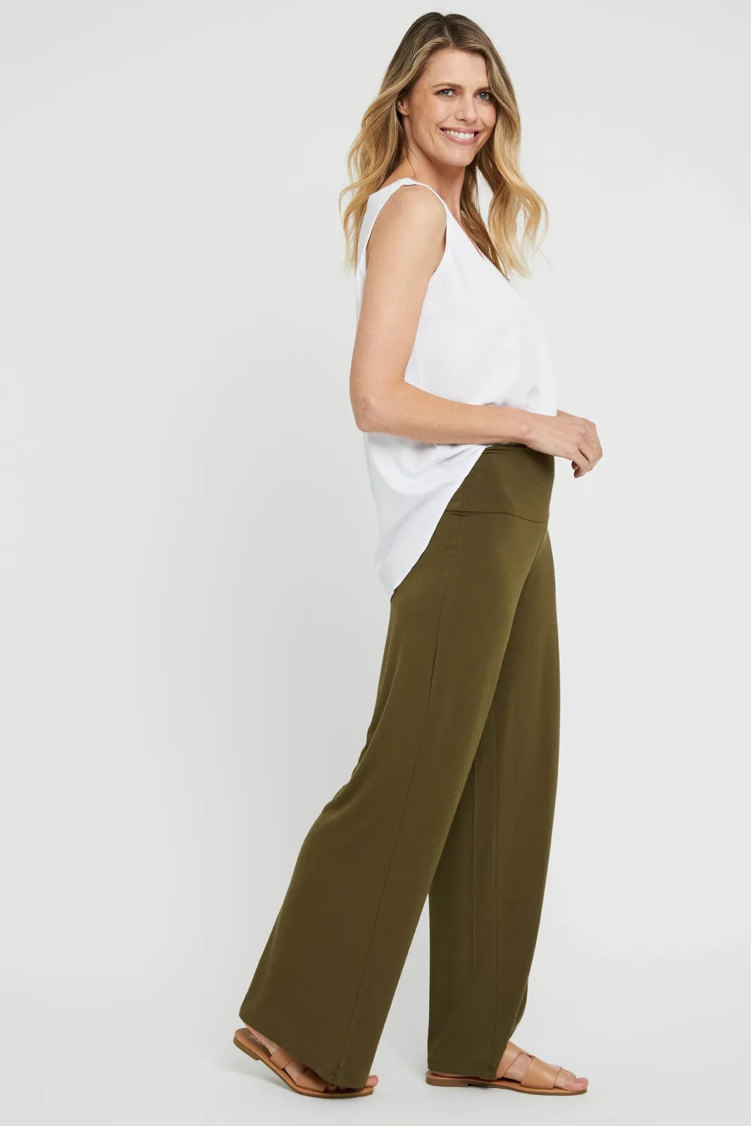 Luxe Wide Leg Pants - Dark Olive