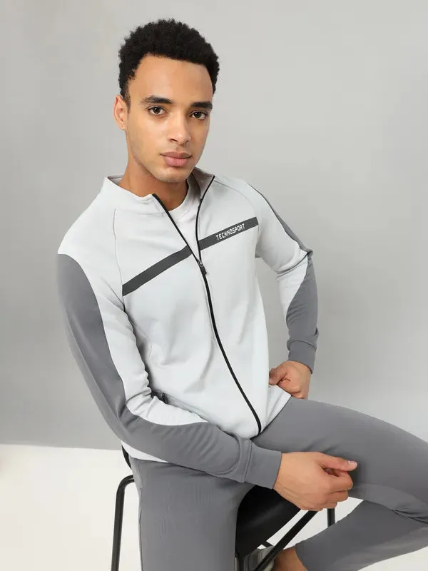 Men Colorblock Slim Fit Mock Neck Jacket with TECHNO GUARD