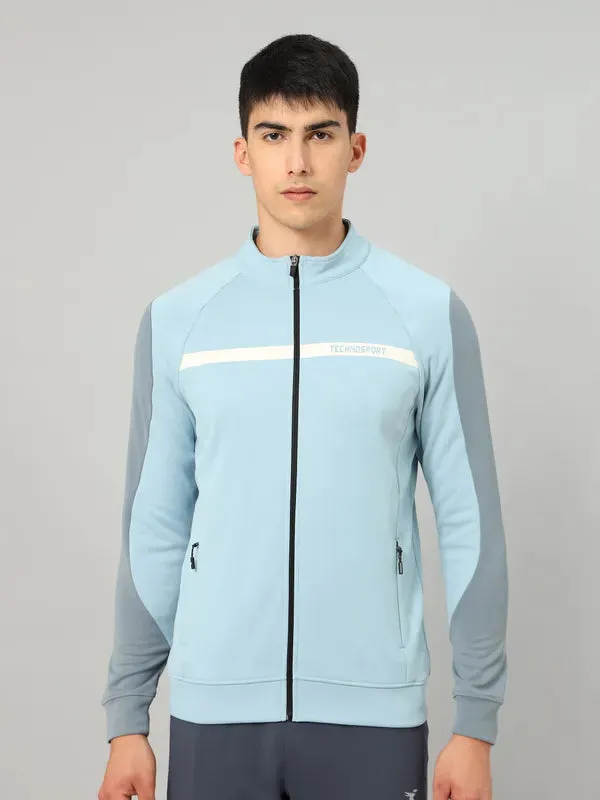 Men Colorblock Slim Fit Mock Neck Jacket with TECHNO GUARD