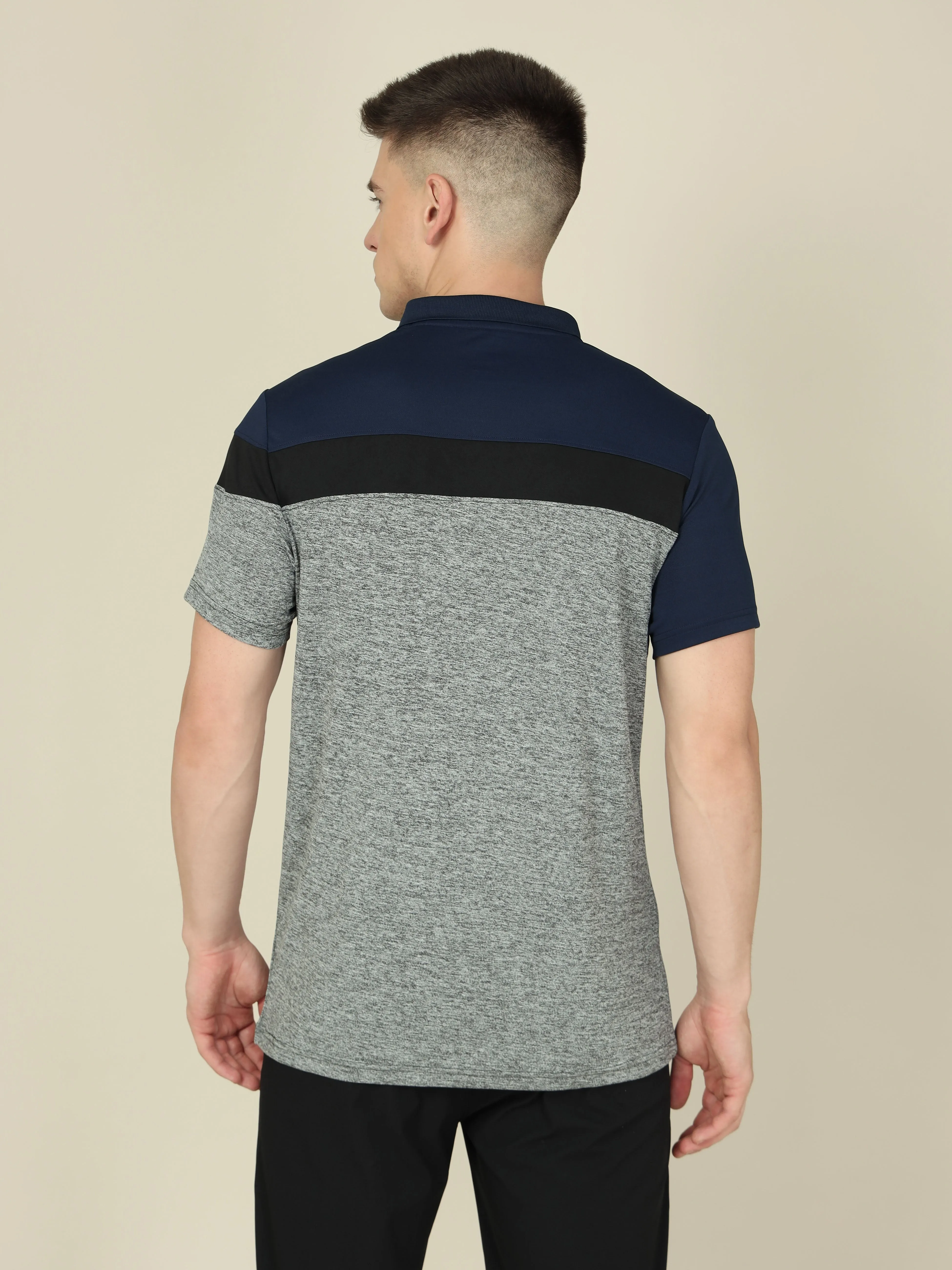 Men Colorblock Slim Fit Polo T-shirt with DOUBLE COOL