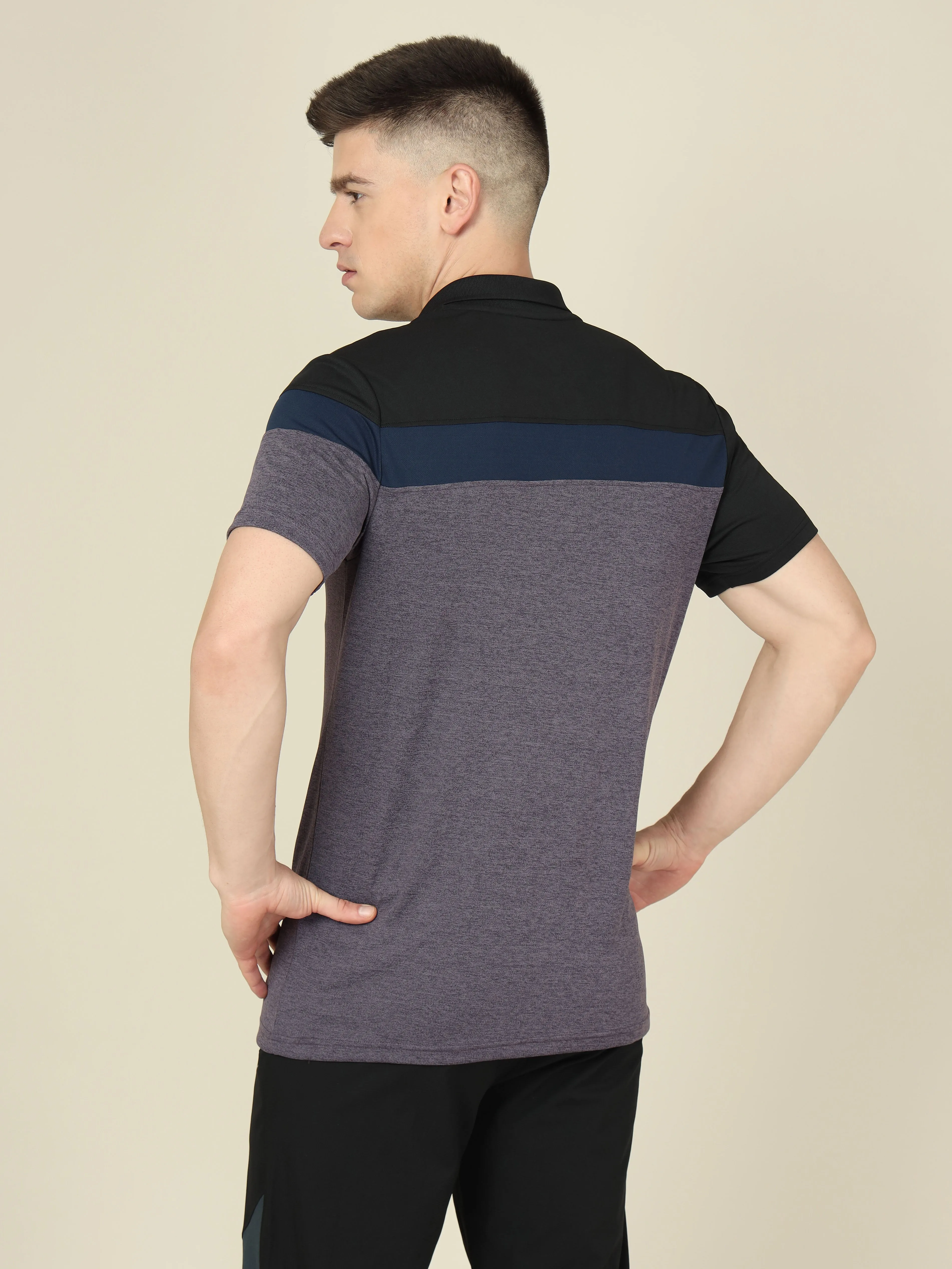 Men Colorblock Slim Fit Polo T-shirt with DOUBLE COOL