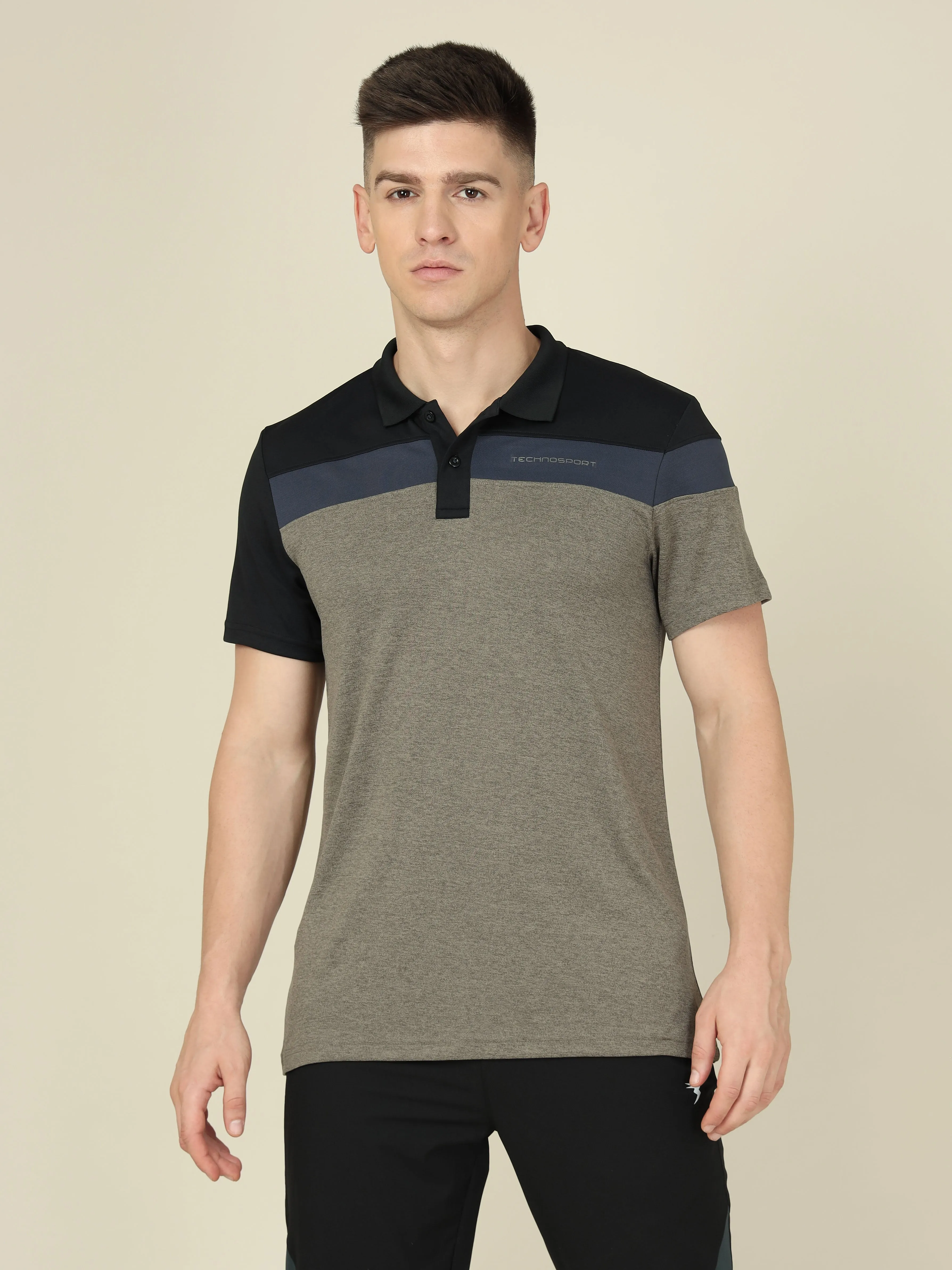 Men Colorblock Slim Fit Polo T-shirt with DOUBLE COOL