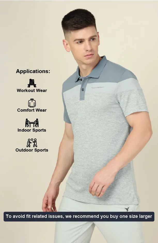 Men Colorblock Slim Fit Polo T-shirt with DOUBLE COOL