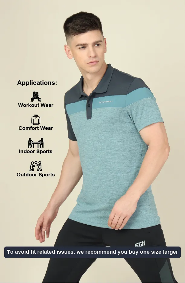 Men Colorblock Slim Fit Polo T-shirt with DOUBLE COOL