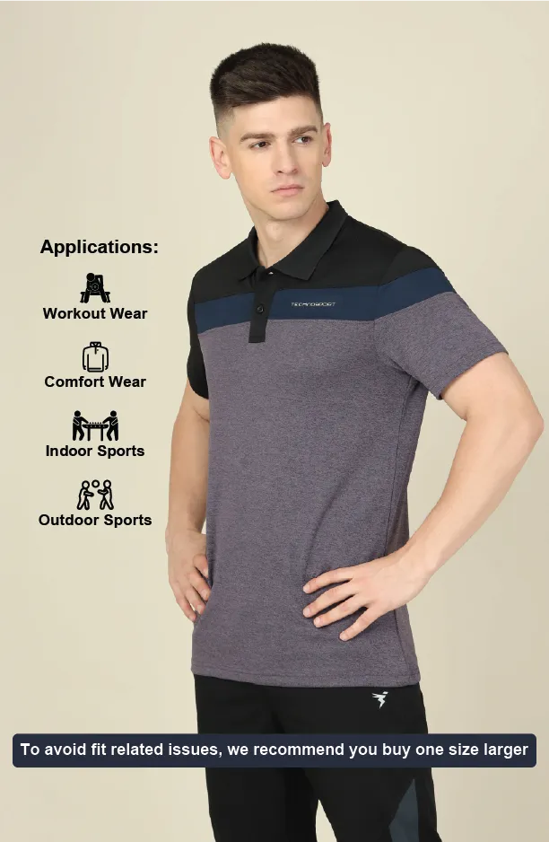 Men Colorblock Slim Fit Polo T-shirt with DOUBLE COOL