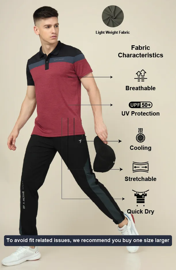 Men Colorblock Slim Fit Polo T-shirt with DOUBLE COOL