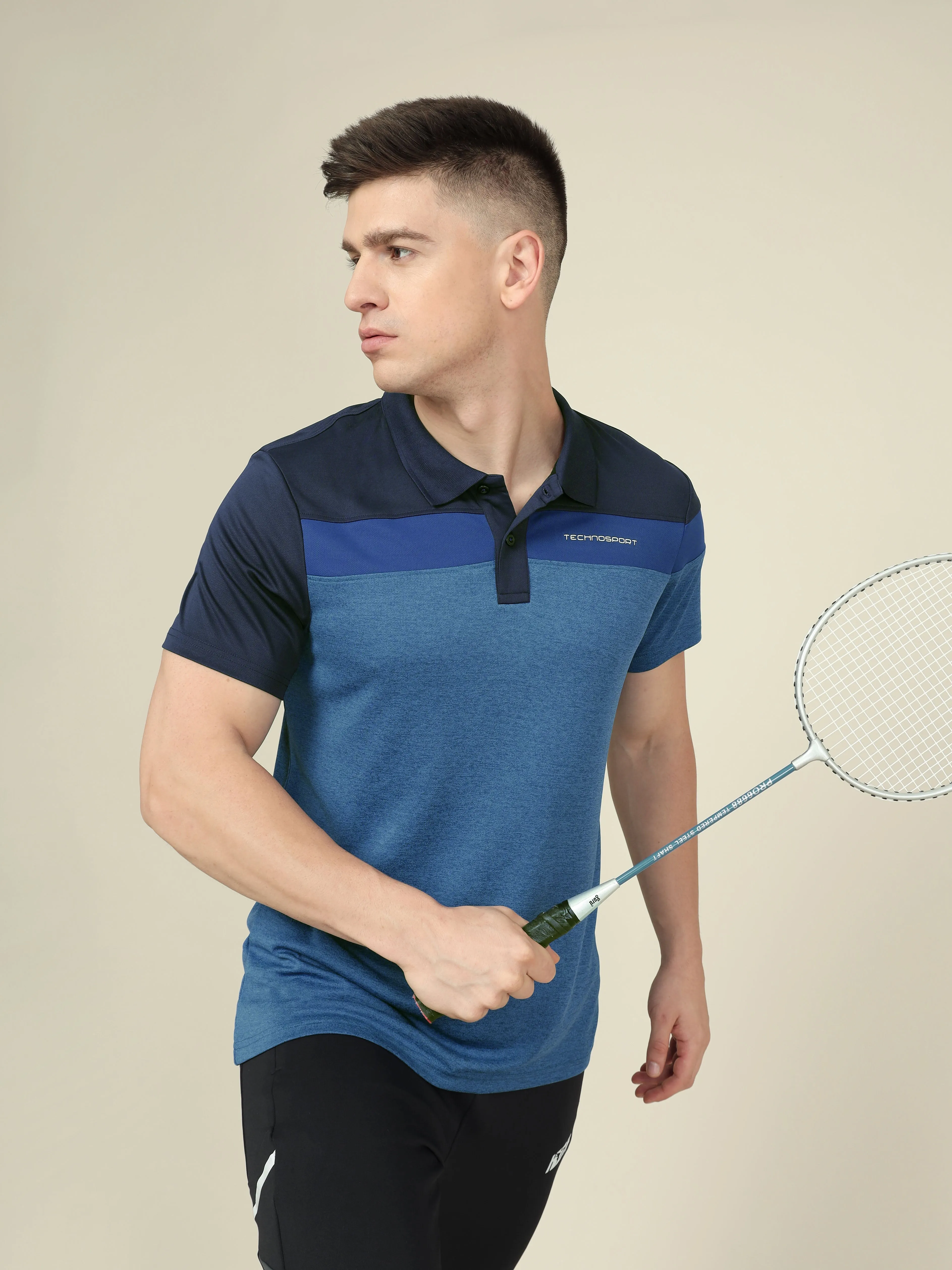 Men Colorblock Slim Fit Polo T-shirt with DOUBLE COOL